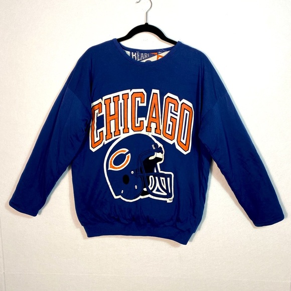 1980s Vintage NFL Chicago Bears Big Spell-Out Reversible Crew Neck Sweatshirt - Picture 2 of 14